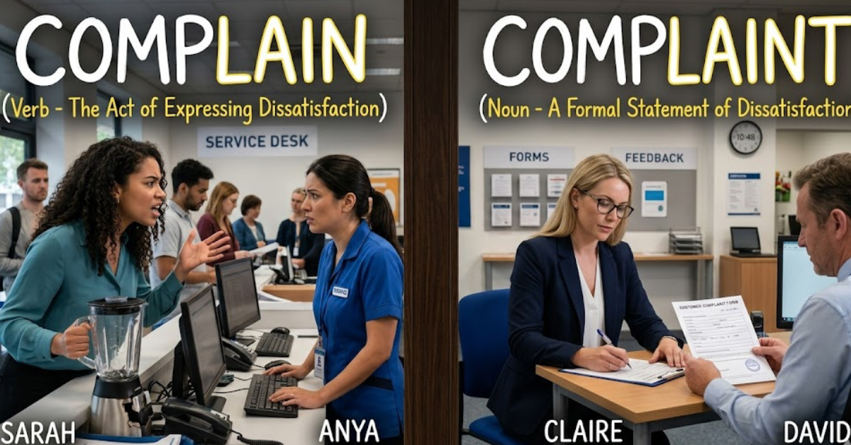 Complaint vs Complain: Meaning, Usage & Examples