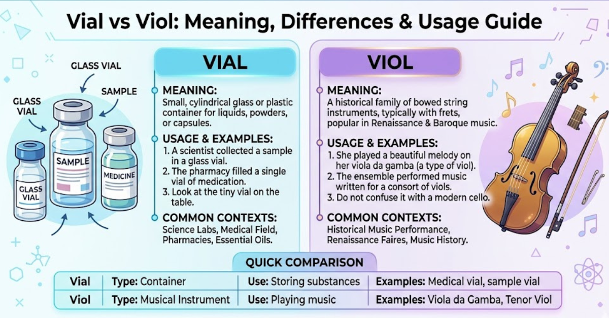 Vial vs Viol: Meaning, Differences & Usage Guide