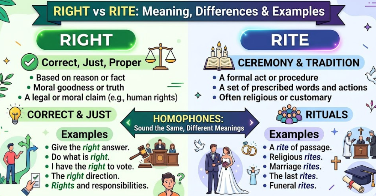 Right vs Rite: Meaning, Differences & Examples